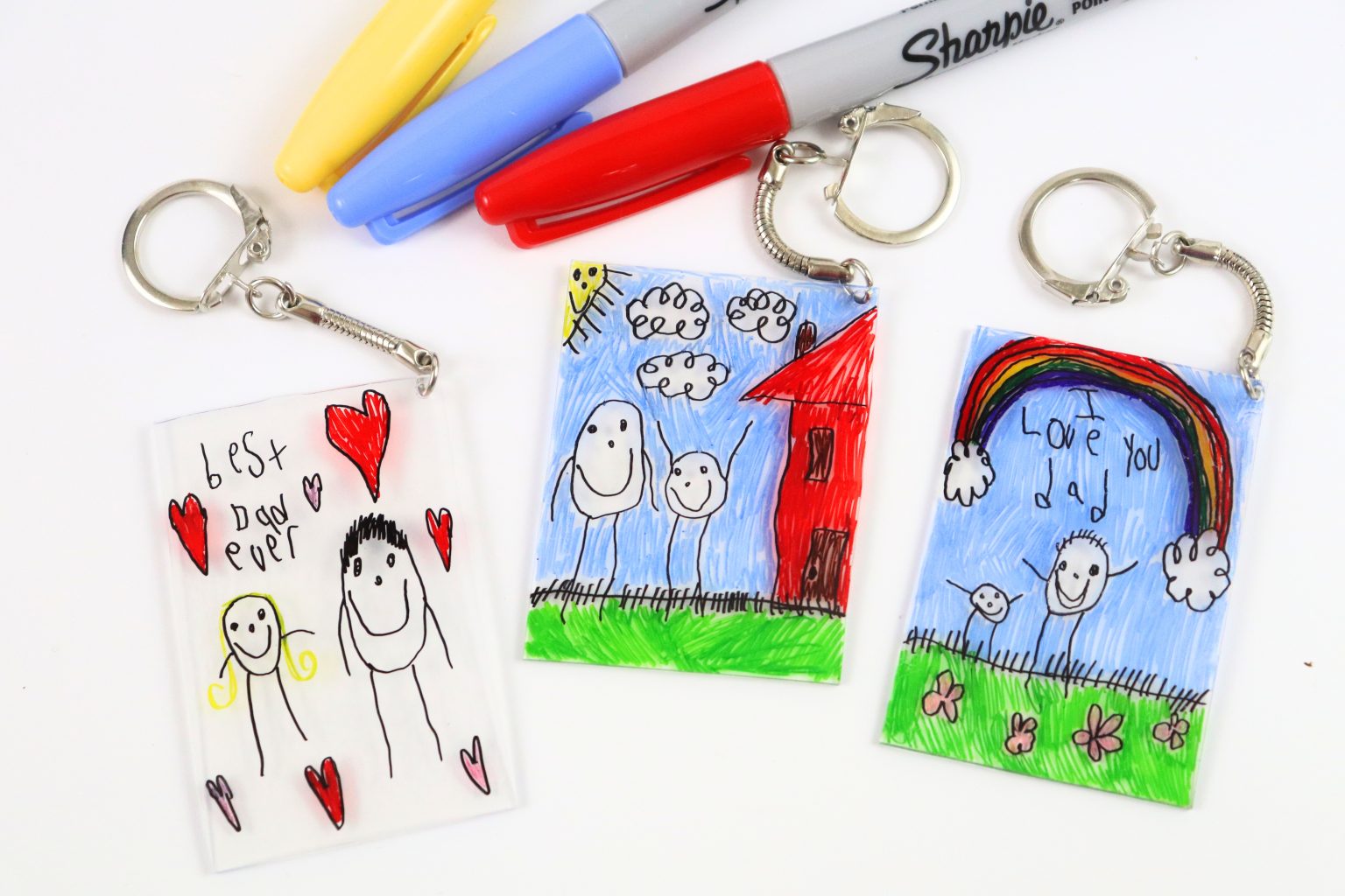 Shrinky Dink Keychains for Father's Day