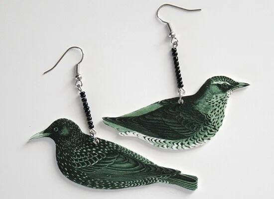 Shrinky Dink Bird Earrings