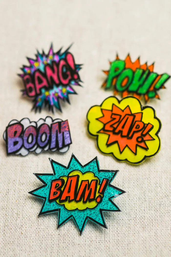 DIY Comic Action Bubble Pins