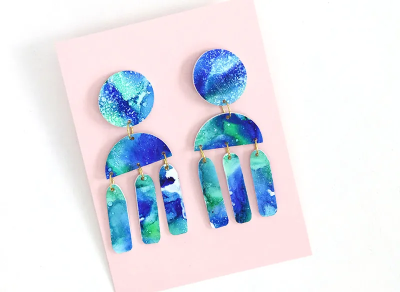 Alcohol Ink Shrinky Dink Earrings