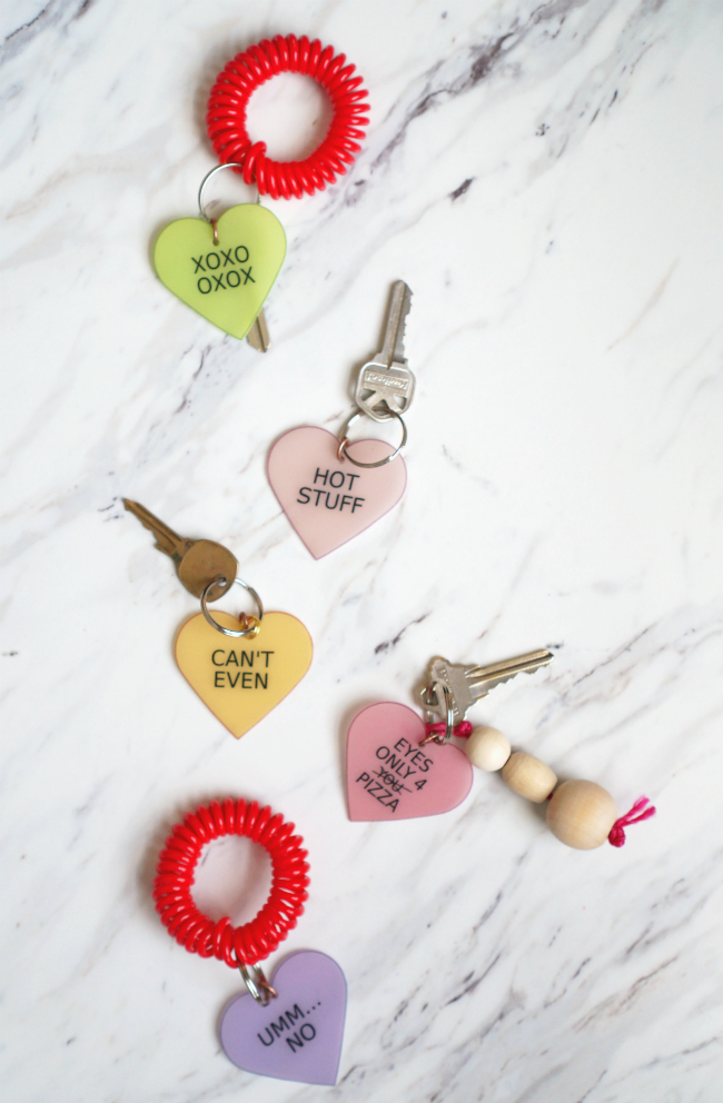 DIY Shrinky Dink Conversation Heart Keychains