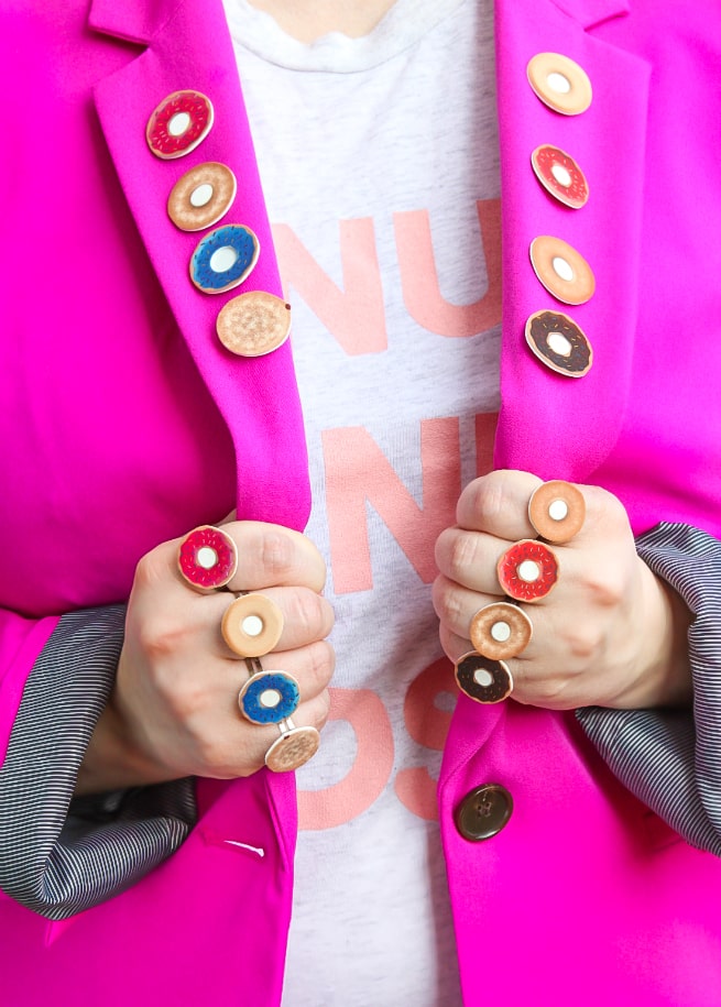 DIY Donut Pins, Rings, and Shoe Clips